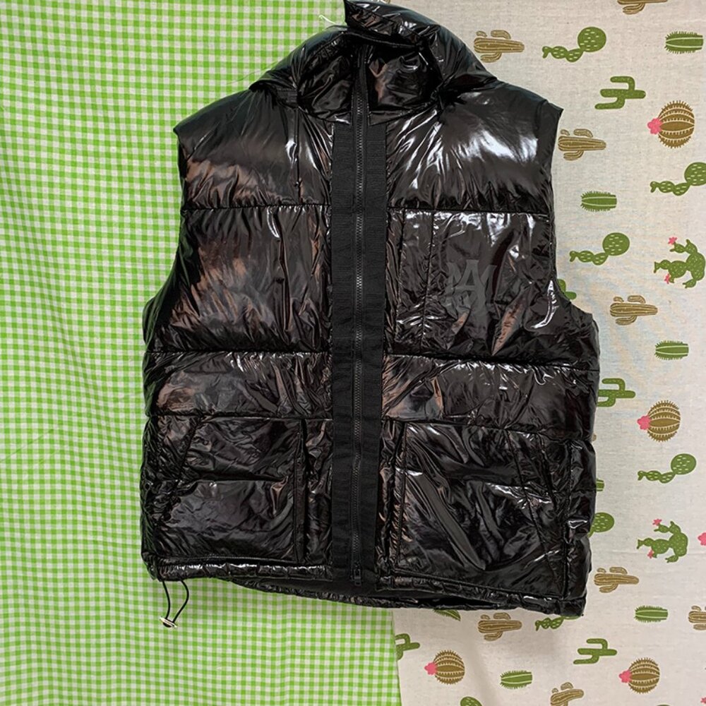 Amiri Sleek Black Stand Collar Hooded Down Vest Jacket